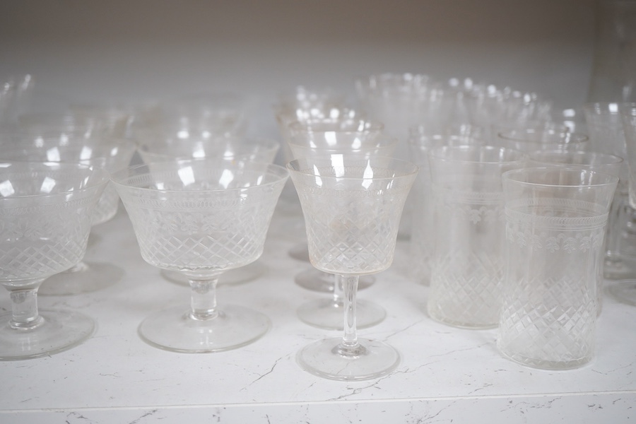 A collection of Edwardian Pall Mall Lady Hamilton pattern table glass